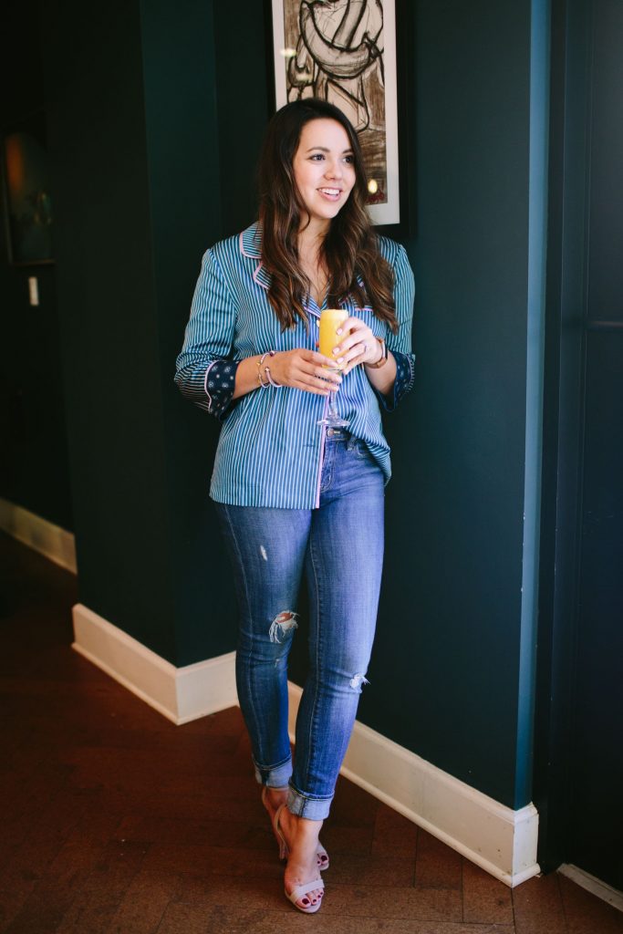 Bed to Brunch pajamas, pajama shirt styling