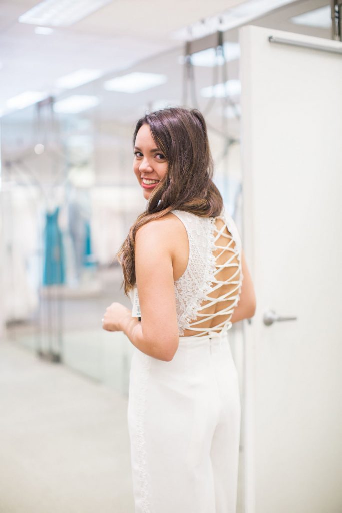 lace-up jumpsuit, white bride two-piece outfit, bridal outfit ideas