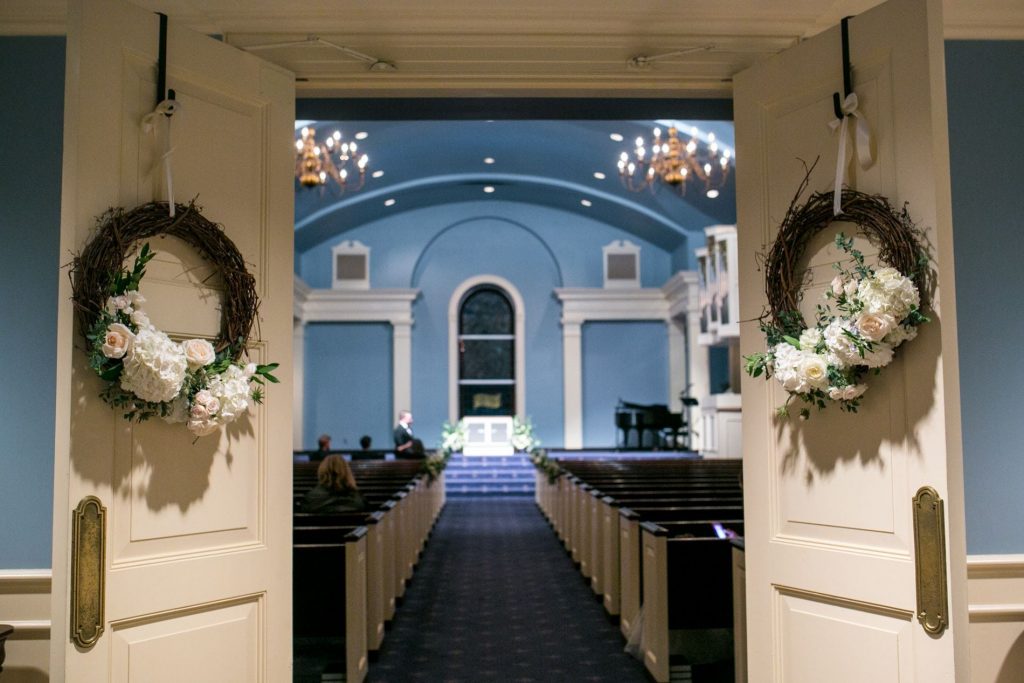 wedding chapel wreaths, southern wedding ideas