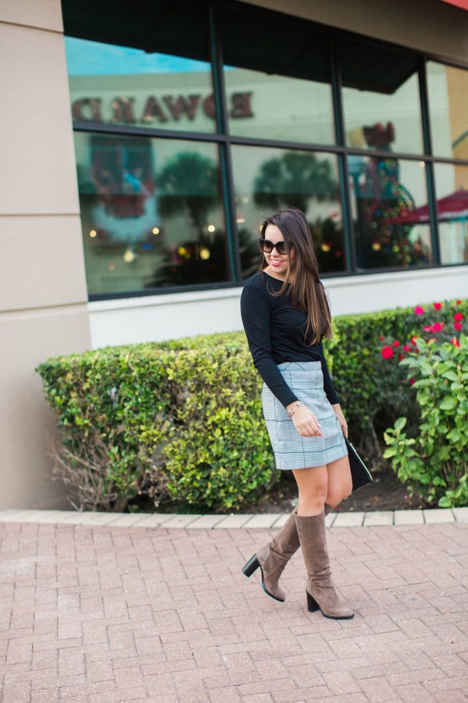 how to wear a plaid skirt for winter, mini skirts and boots outfit