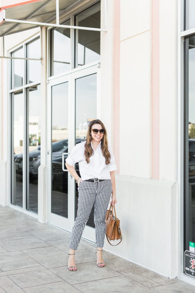 Black check ankle pants for spring