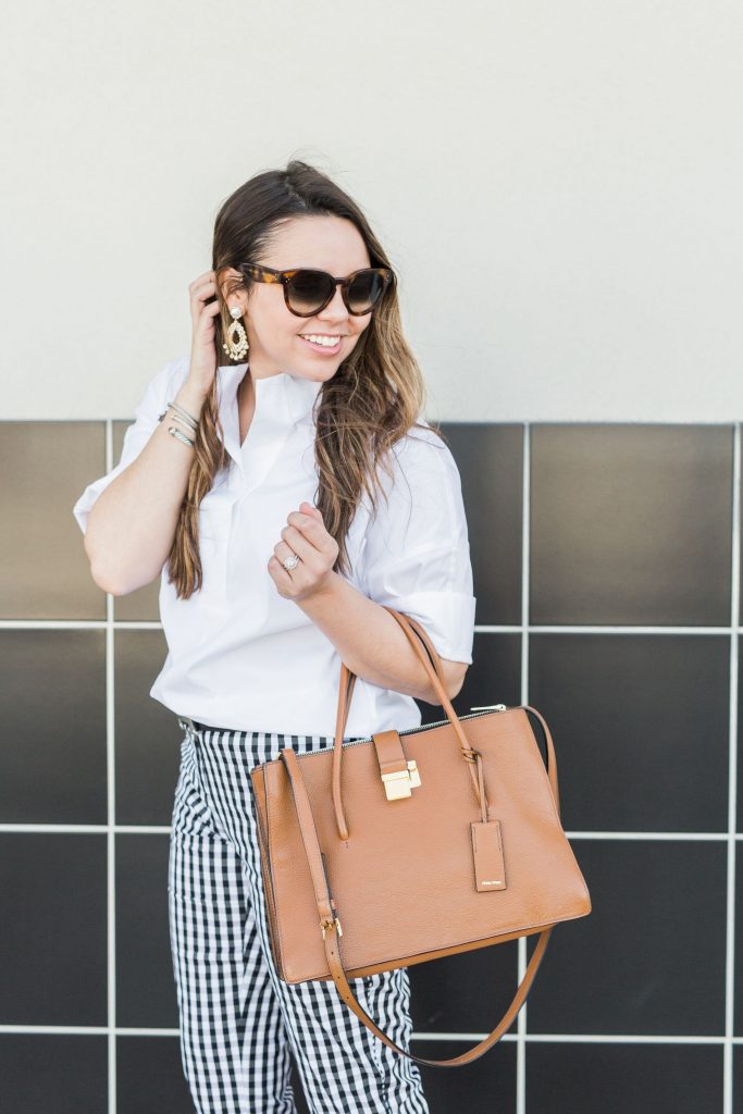 high-collar crisp white shirt
