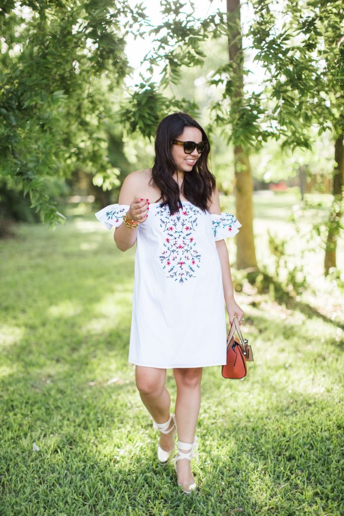 Off the shoulder embroidered dress