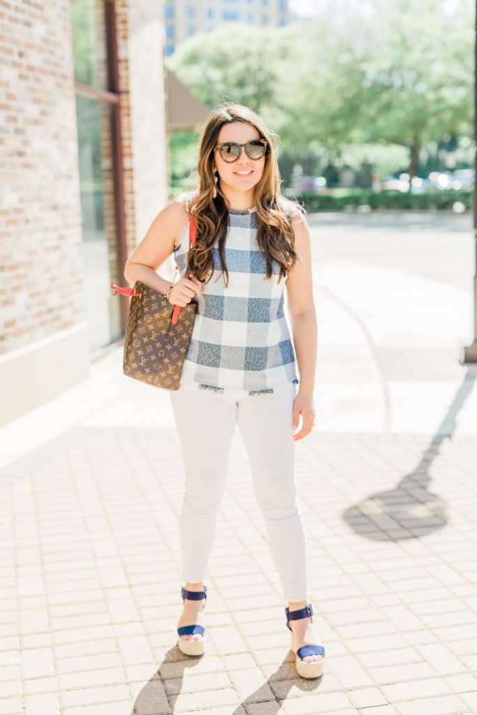 preppy gingham tweet top