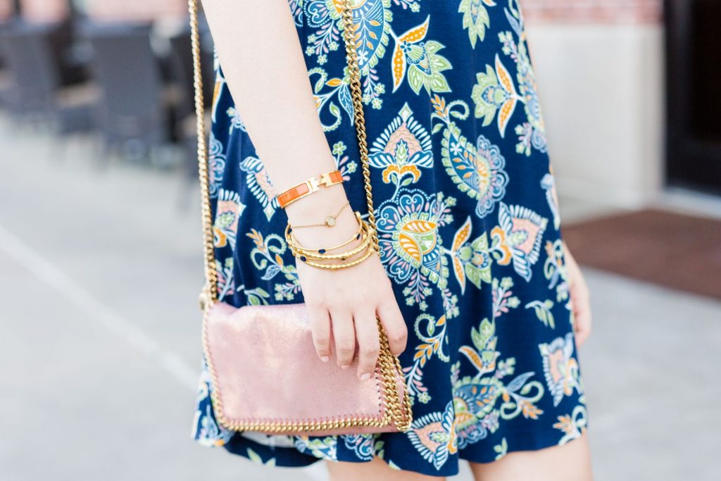 Hermes bracelet, Julie Vos bangles, Stella McCartney Falabella purse