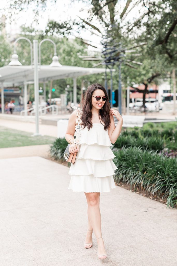 ruffled white denim dress, perfect spring and summer outfits