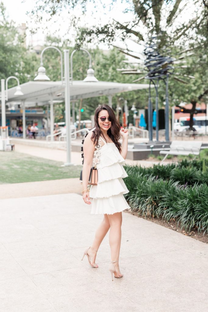 little white party dress, ruffled white dress