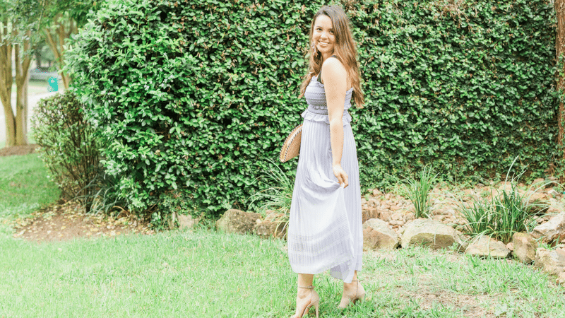Pleated Lavender Midi Dress
