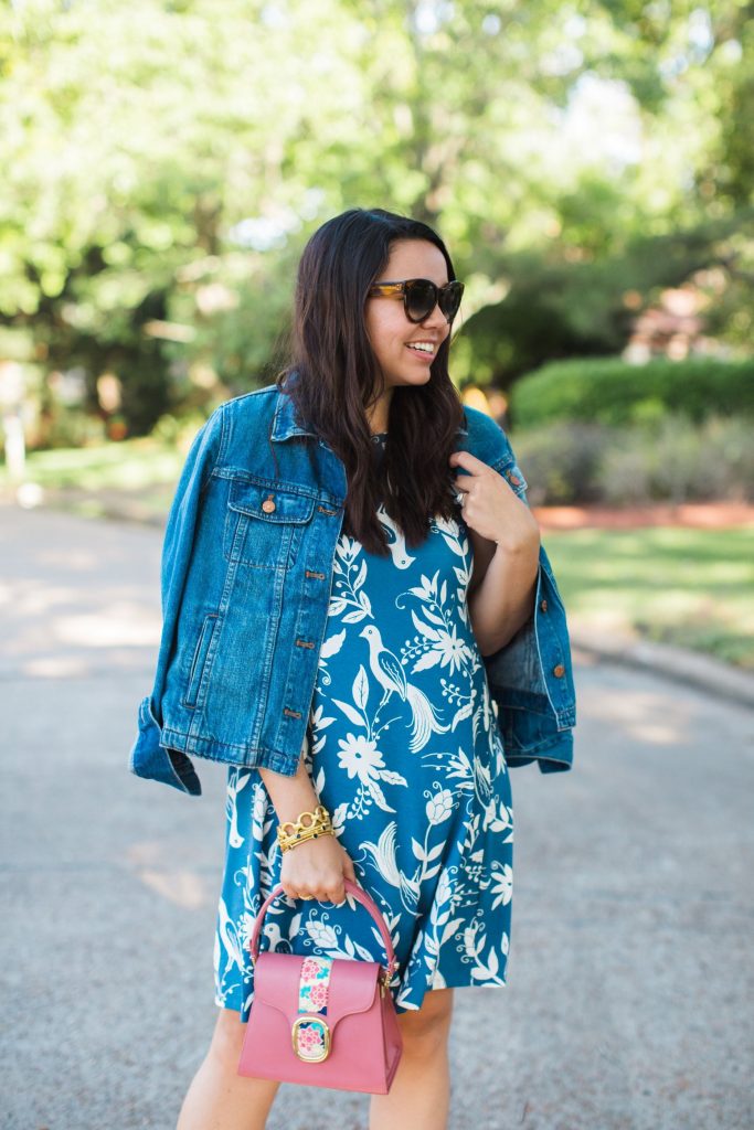 peacock printed swing dress