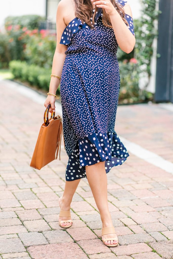 ruffle hem midi dress