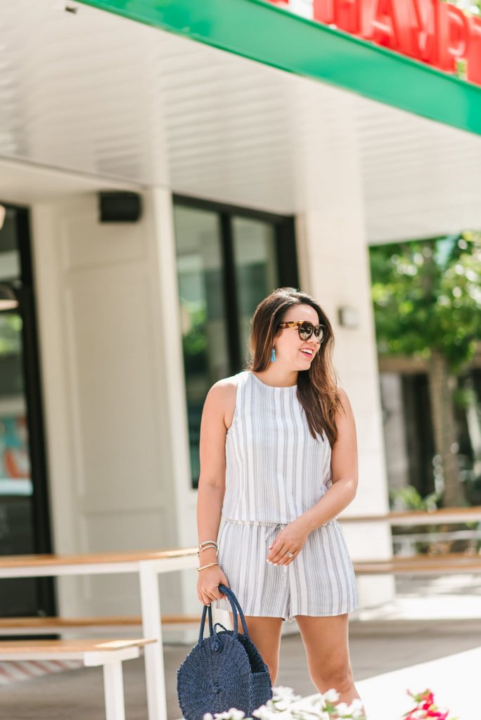 Bella Dahl drawstring striped romper 