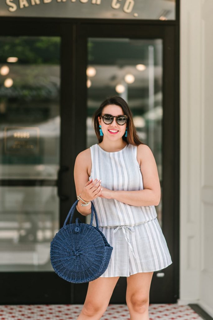 Navy round straw bag | Girl Wonder Life
