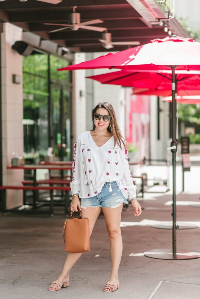 embroidered peasant blouse, under $100 summer tops
