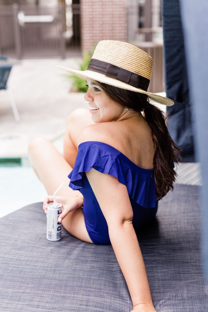 off the shoulder one-piece swimsuit, Trina Turk swimsuits