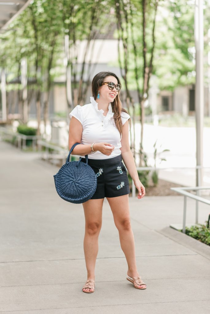 Crisp white shirts and beaded pineapple shorts | Girl Wonder Life