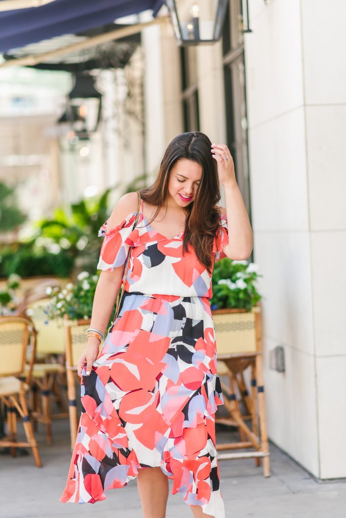 cold shoulder printed midi dress | Girl Wonder Life