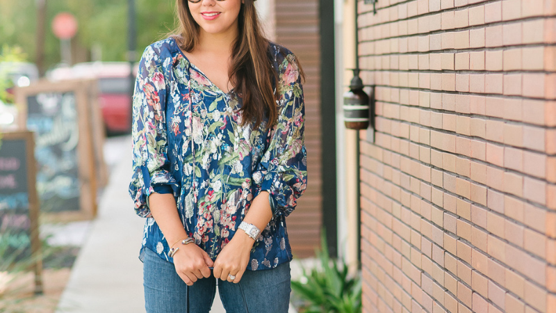 Navy Floral Tunic Top