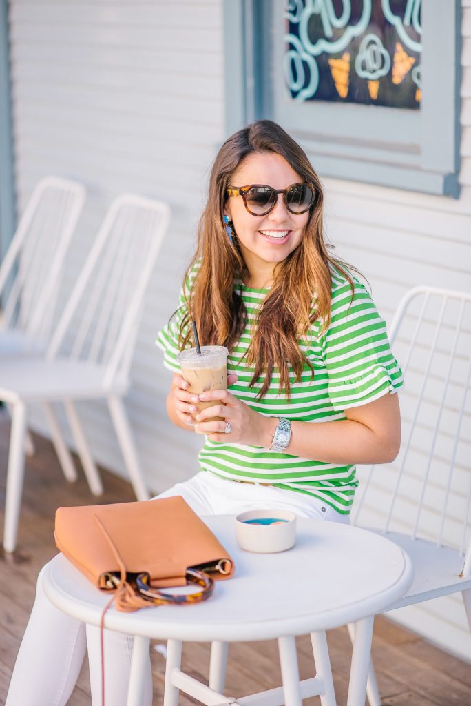 ruffle sleeve striped tee | Girl Wonder Life