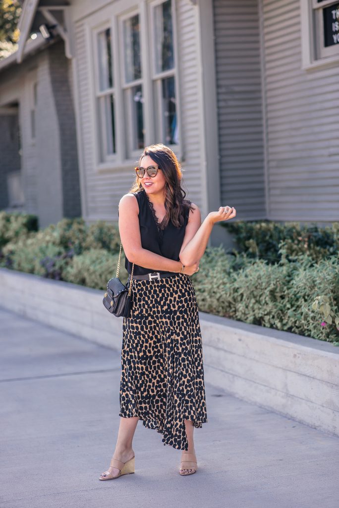 Hermes belt and leopard print skirt