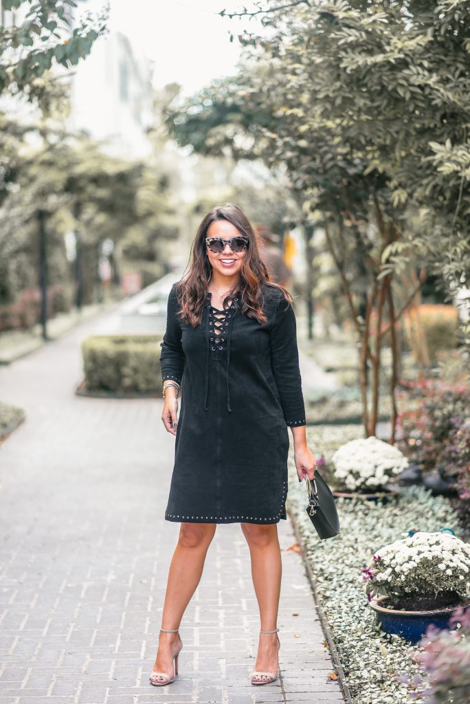 Suede dress for fall via ThredUp