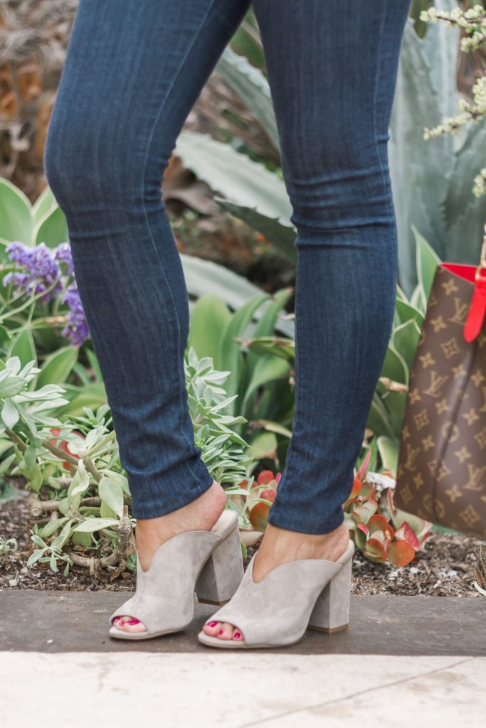 grey suede open toe mules, budget-friendly shoes