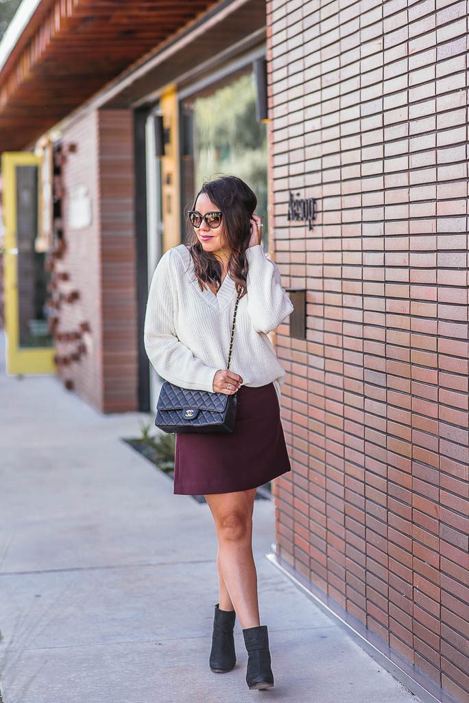 styling a skirt and suede booties for fall 