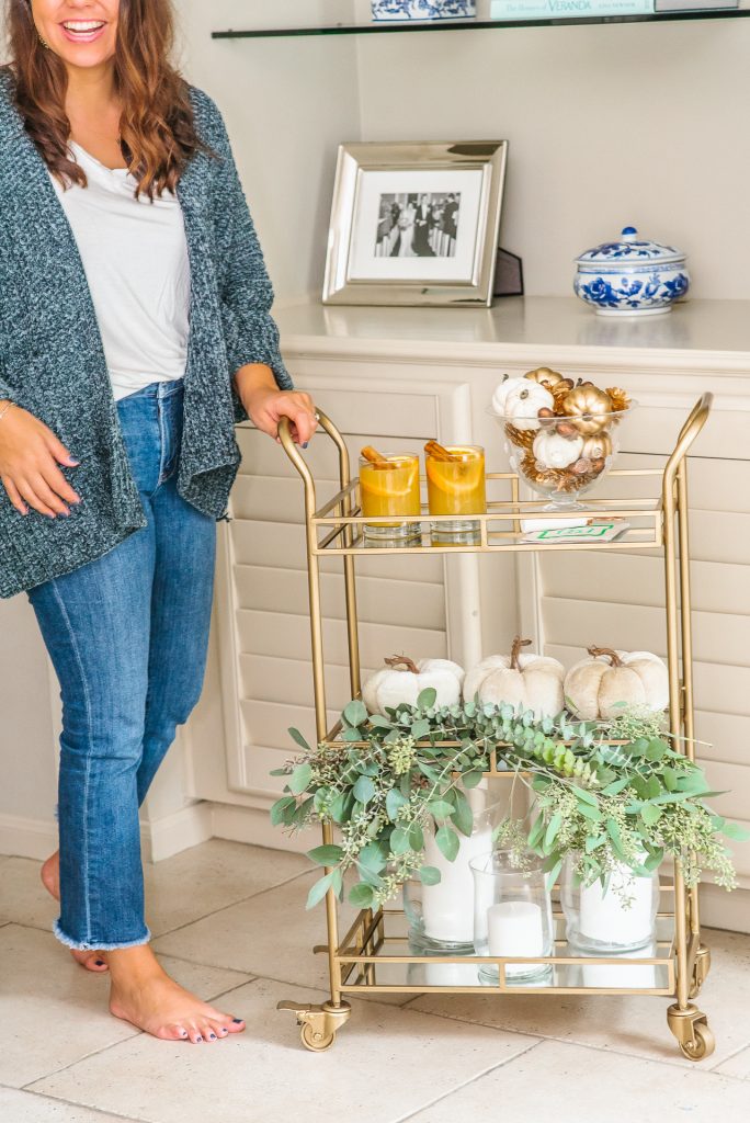 neutral fall bar cart decor | Girl Wonder Life