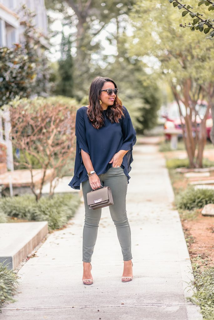 Ruffle sleeve silk top closet staple