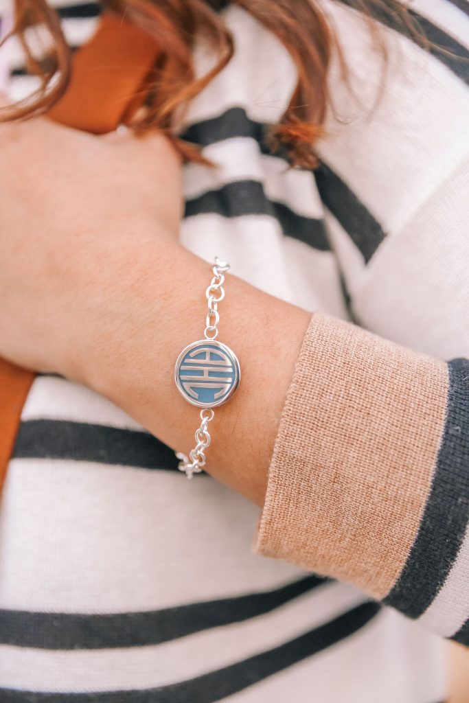 Monogrammed sterling silver bracelet | Adored by Alex