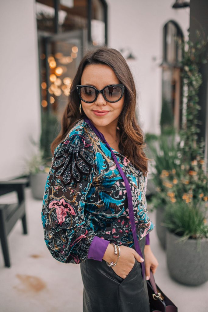 Hale Bob silk velvet top, Yurman bracelet stack