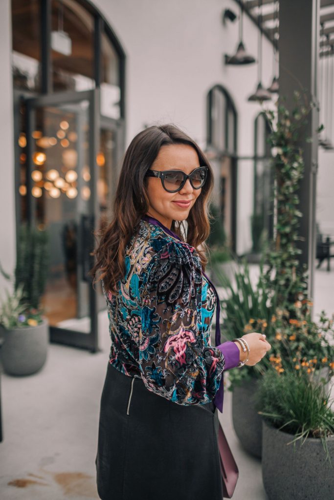 Velvet printed blouse for winter, Hale Bob tops