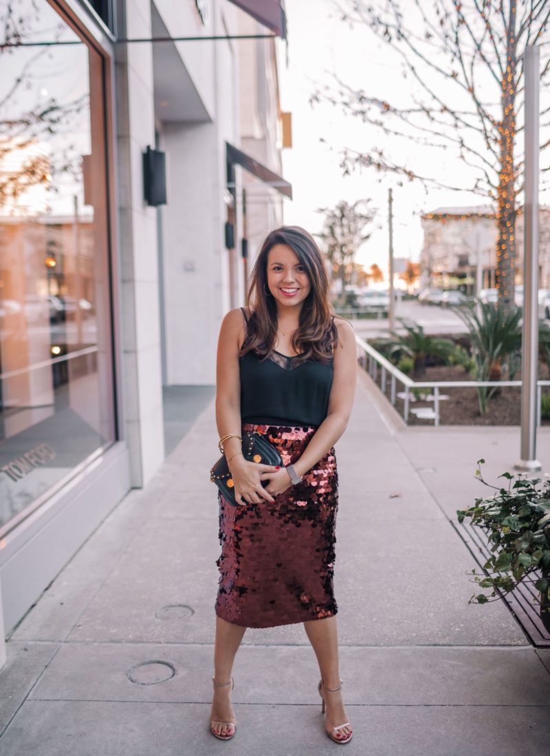 Sequined Midi Skirt + Hello 2019