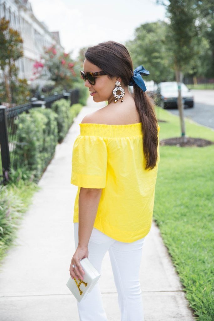 denim hair bow tie accessory | Girl Wonder Life