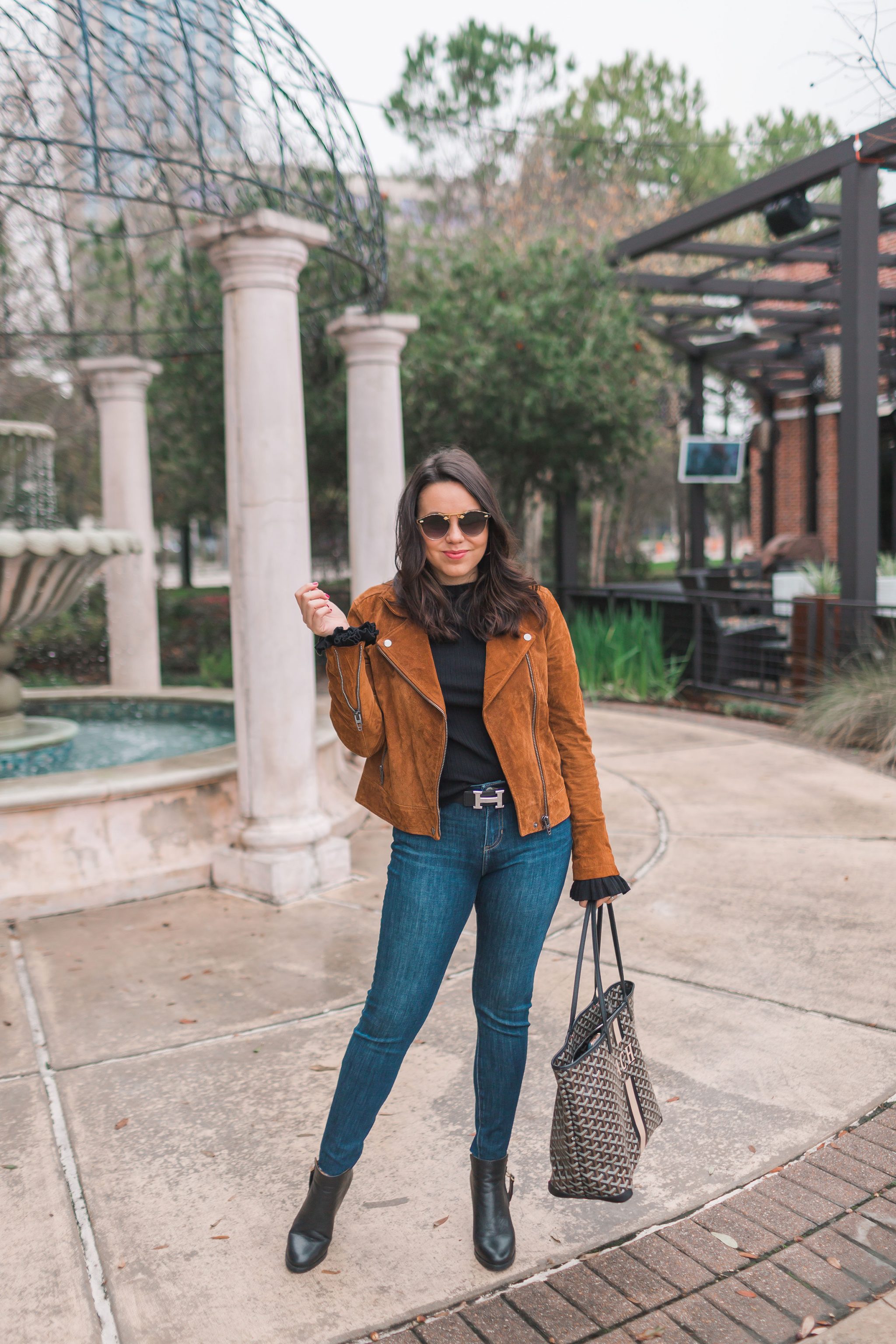 budget-friendly suede moto jacket, winter style