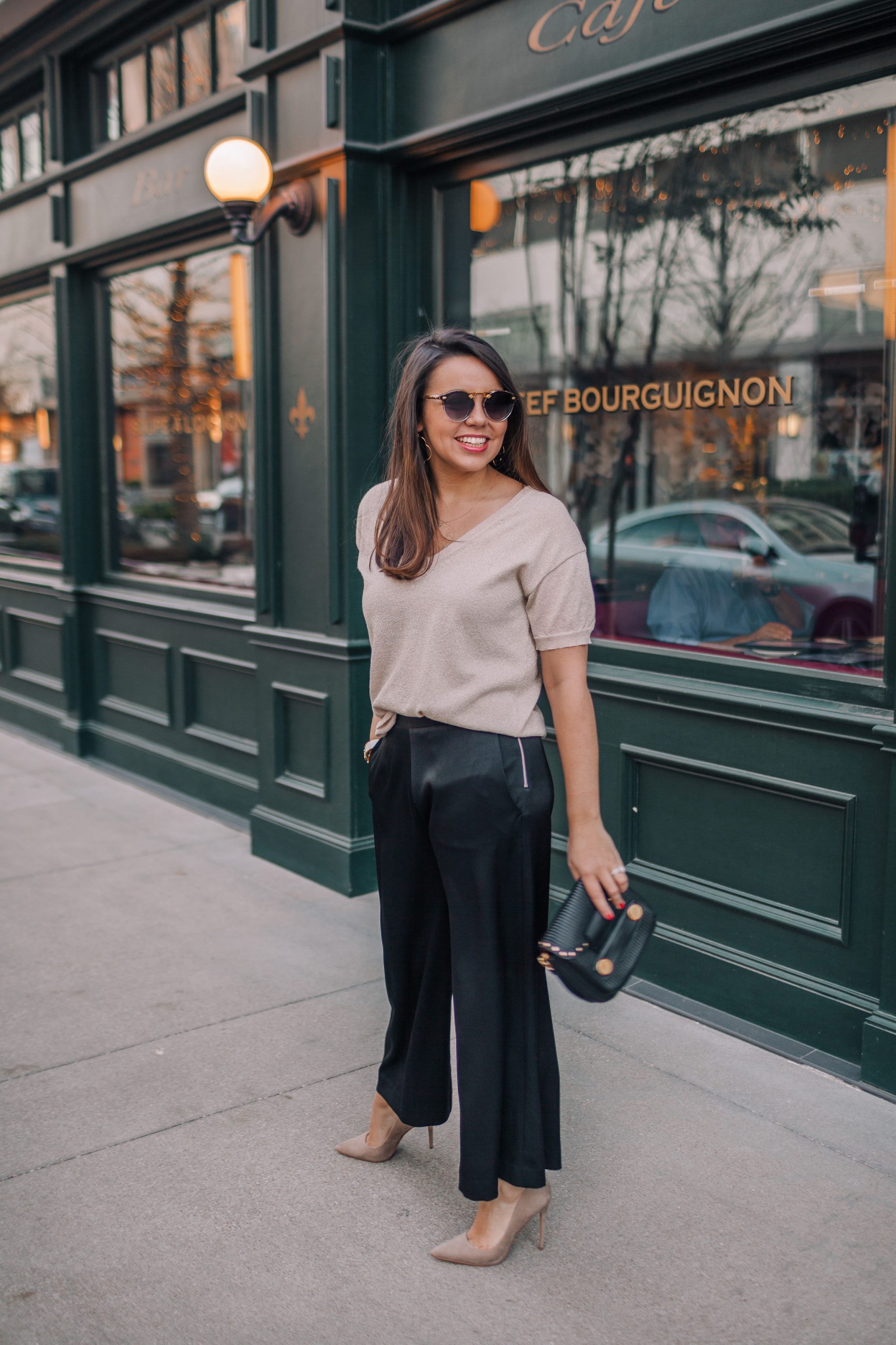 Allen Schwartz wide leg satin pants 