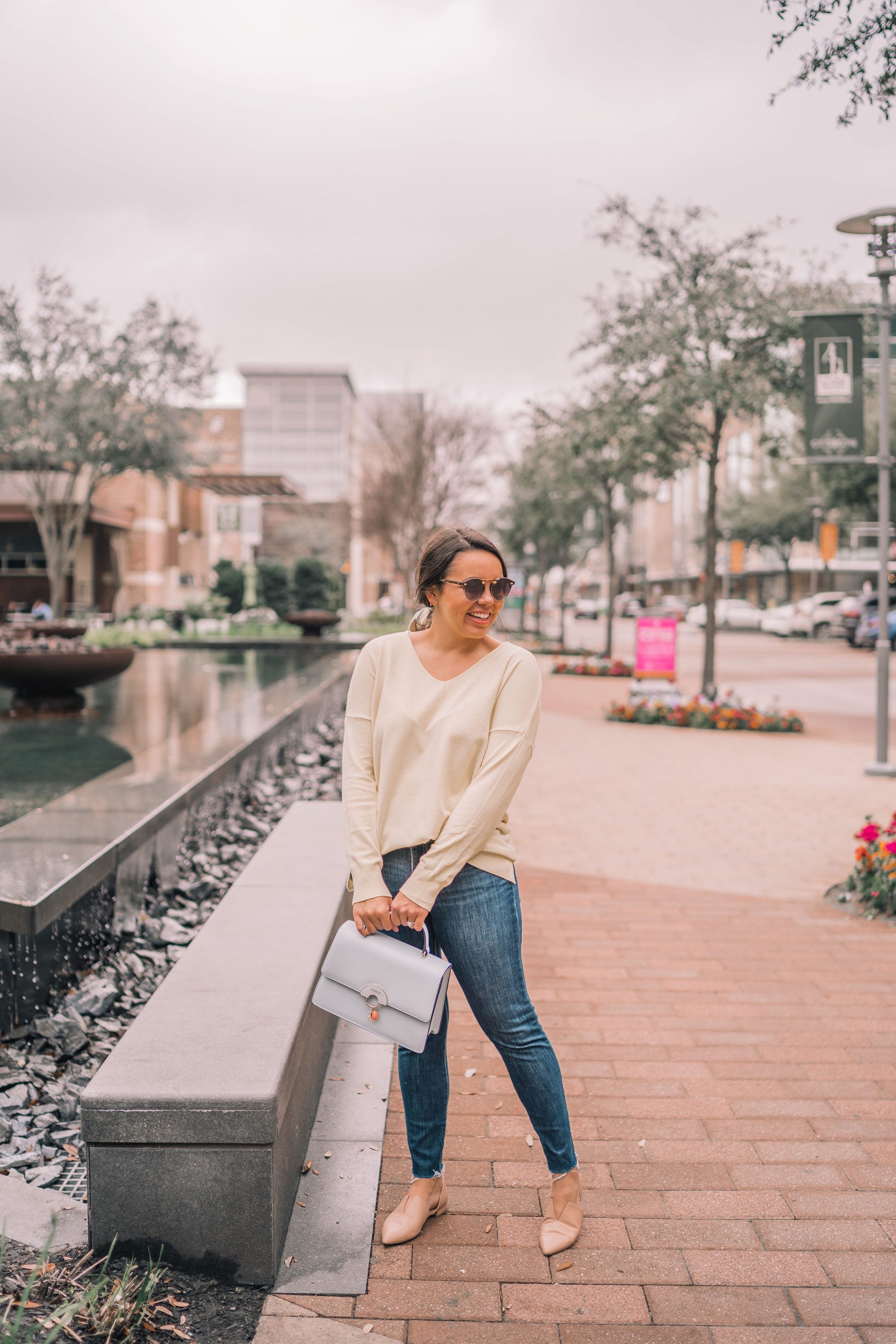 Red Dress boutique tunic sweater and d'Orsay flats