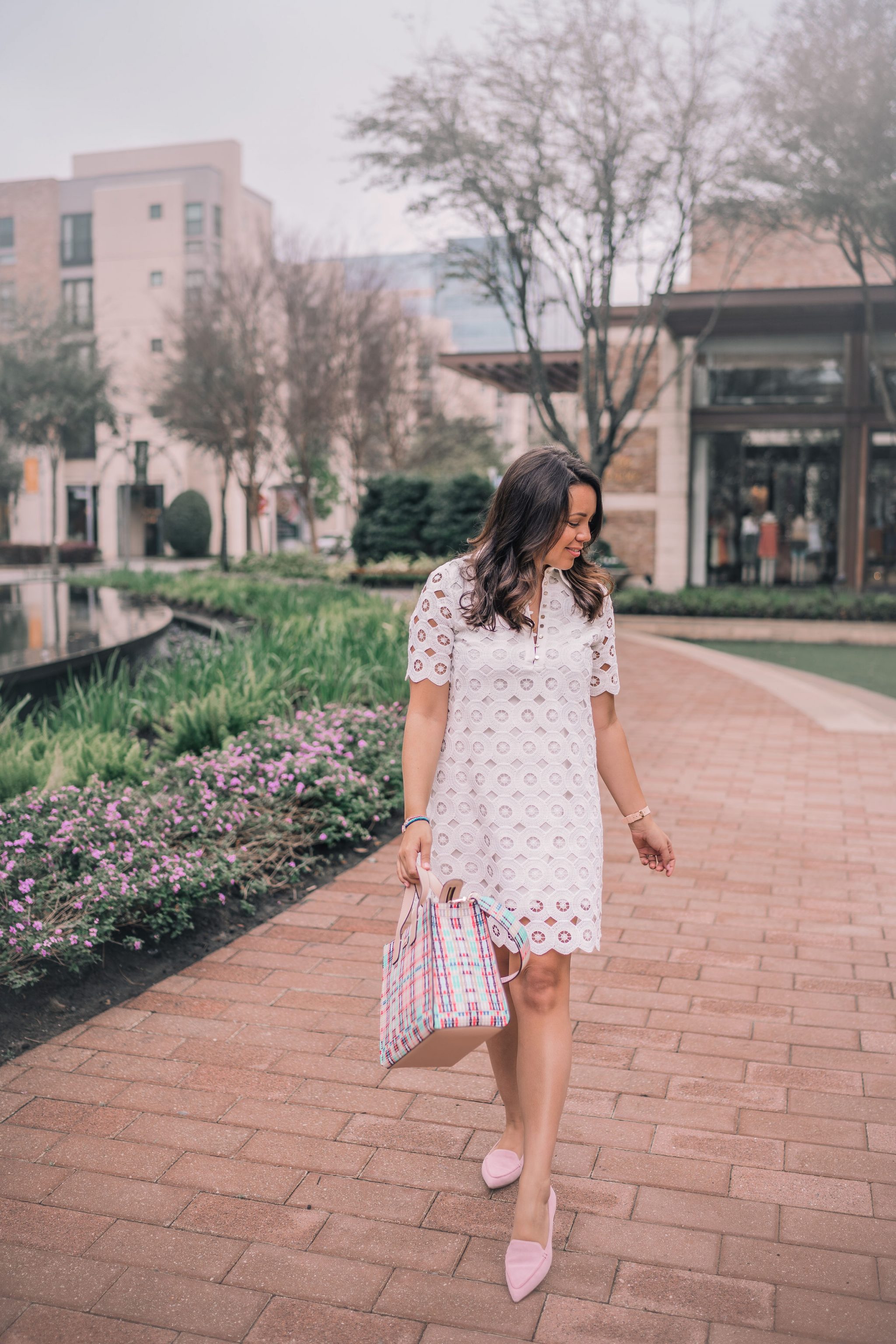 white eyelet Easter dress for spring