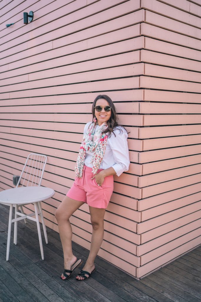 draped pink crepe shorts for spring and summer | Girl Wonder Life