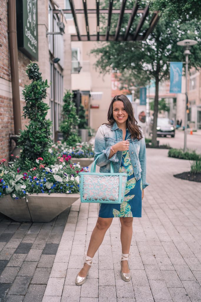 Denim jacket paired with printed dress | Girl Wonder Life