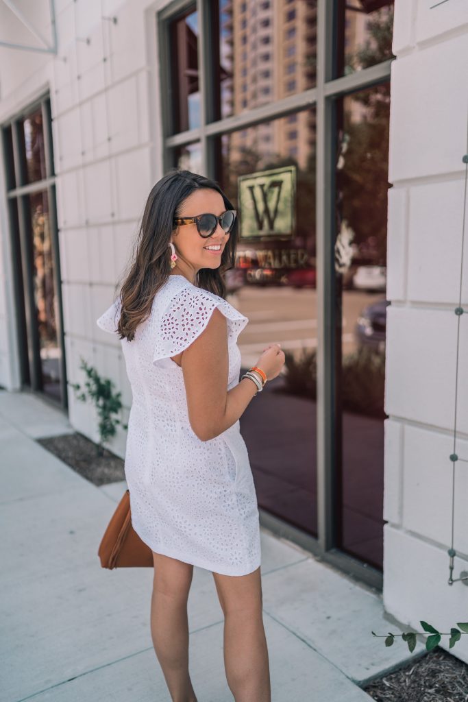 flutter sleeve eyelet shift dress 