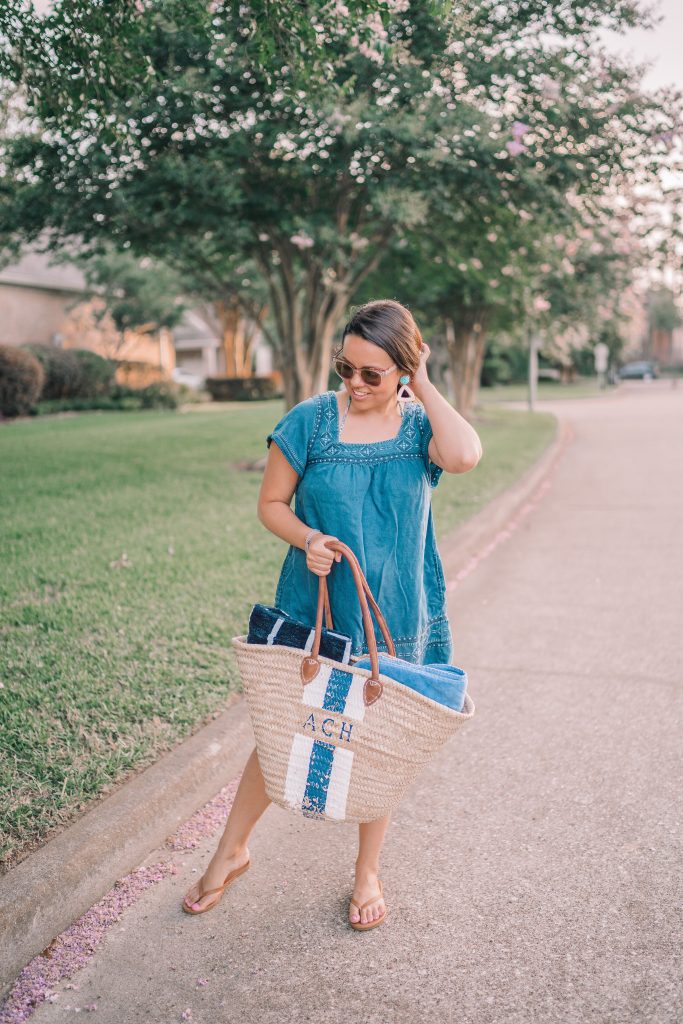 Monogram market basket tote