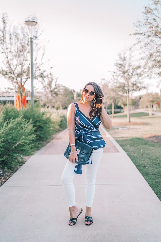 Pearl by Lela Rose striped wrap top 