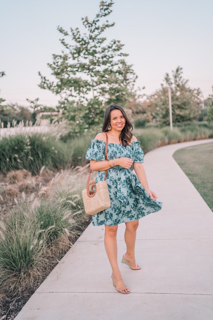 Gal Meets Glam smocked floral print dress