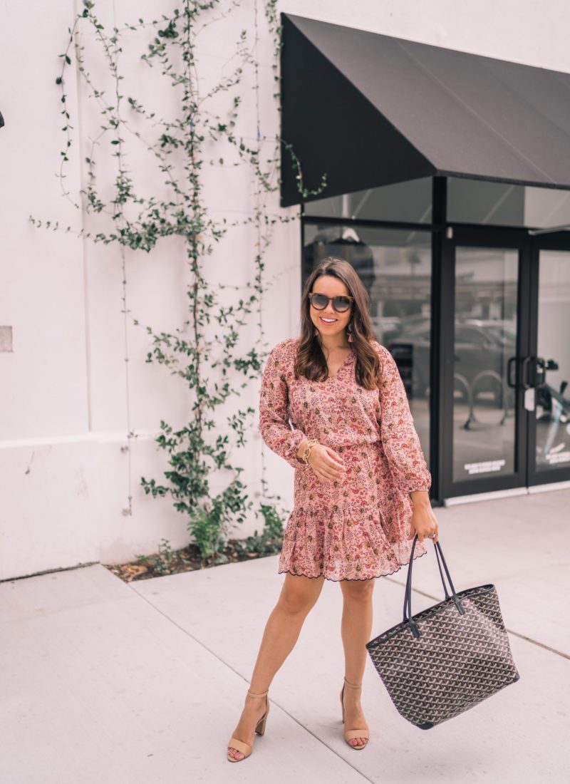 Fall floral boho dress with flounce skirt