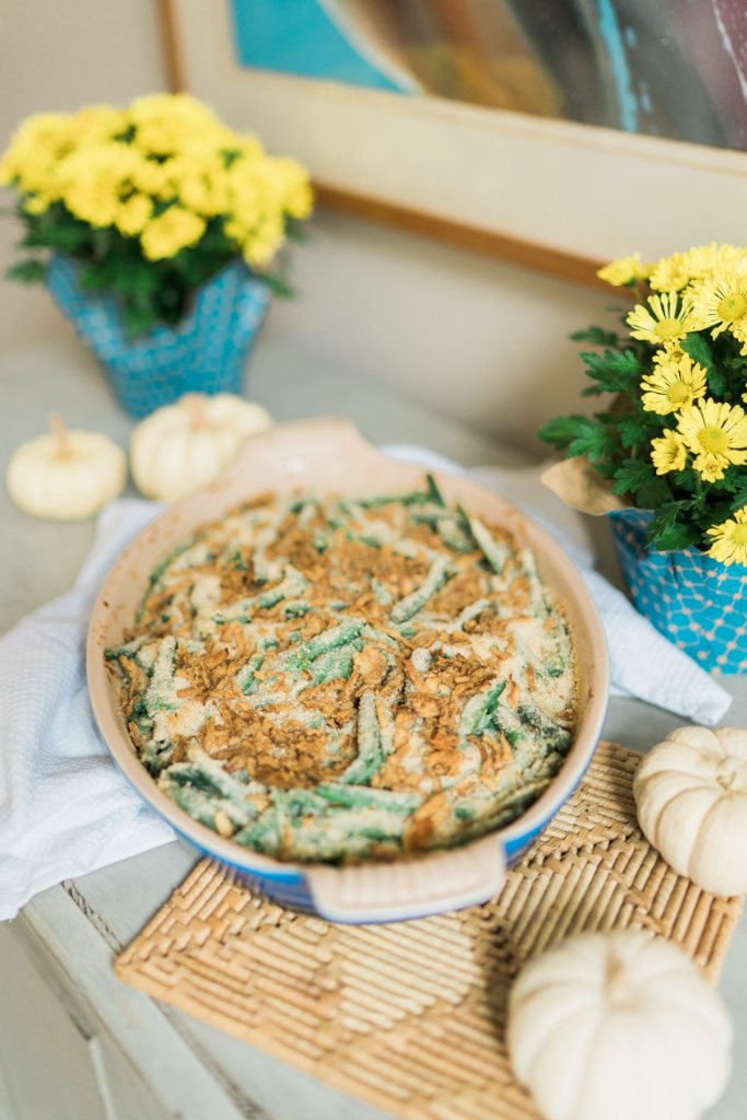 Homemade green bean casserole Friendsgiving side dishes