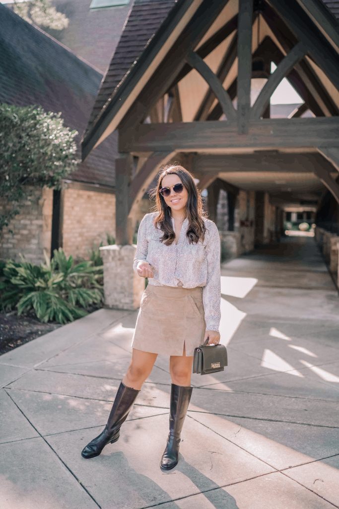 Snakeskin print button-down top