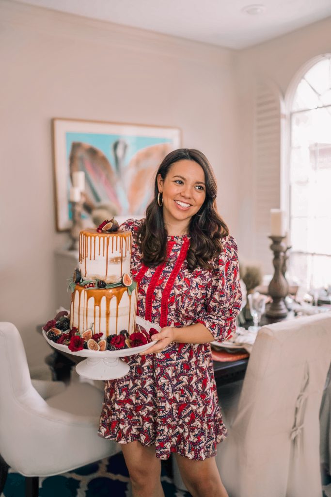 Naked Carmel two-tier cake