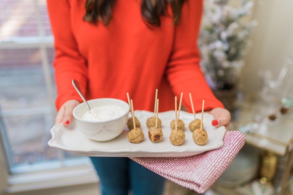 Simple and delicious Turkey meatball and dip appetizer idea