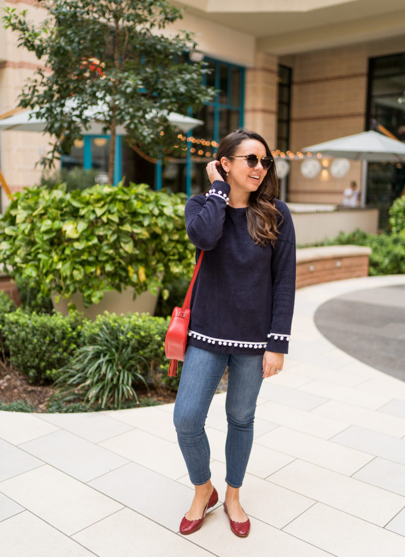 Preppy Pom Pom Trim Sweater