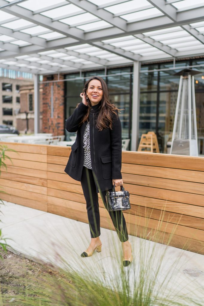 Chanel slingback pumps outfit idea, classic wear to work style